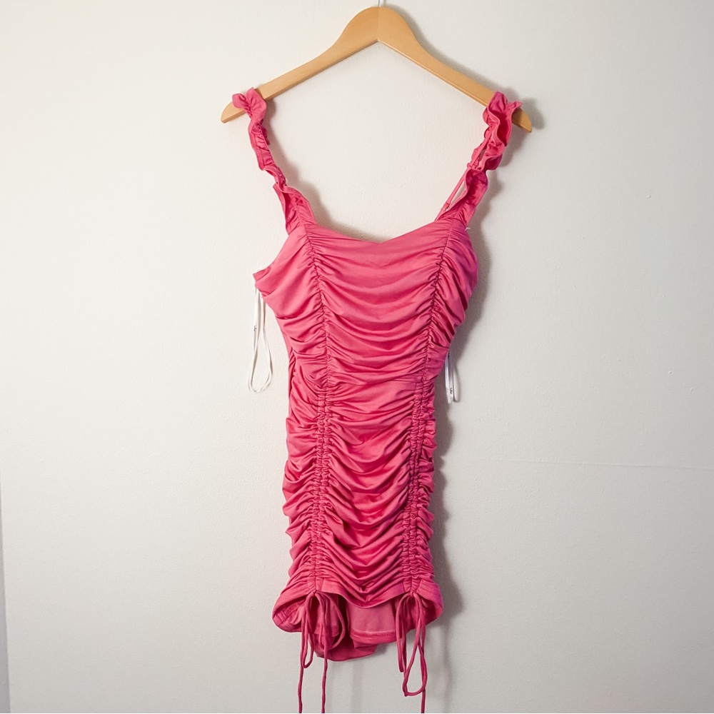 Lulu's Pink Ruched Mini Dress - Picture 3 of 5